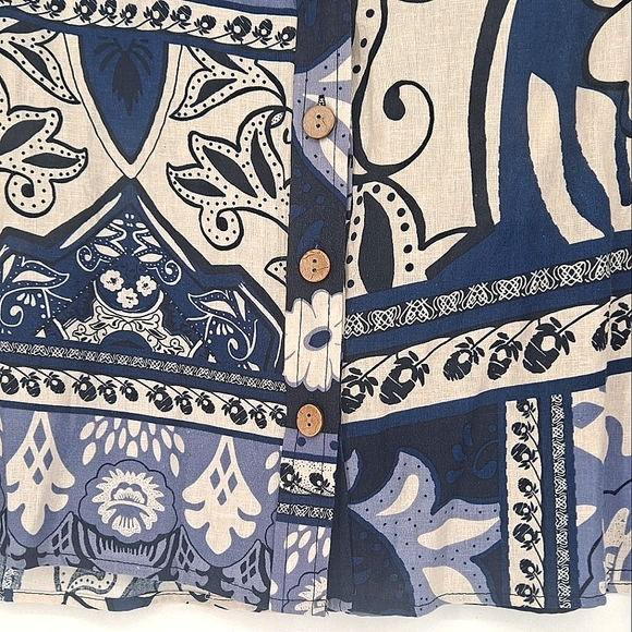 Christian Siriano Linen Blend Cropped Button Down Large - Picture 4 of 10